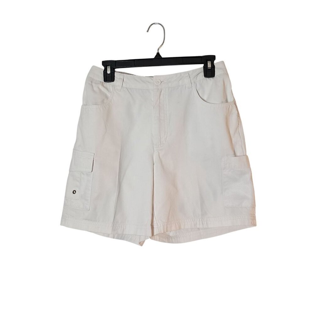 Caribbean Joe Women's White Bermuda Shorts with Patch Pockets Jean Style Size 8